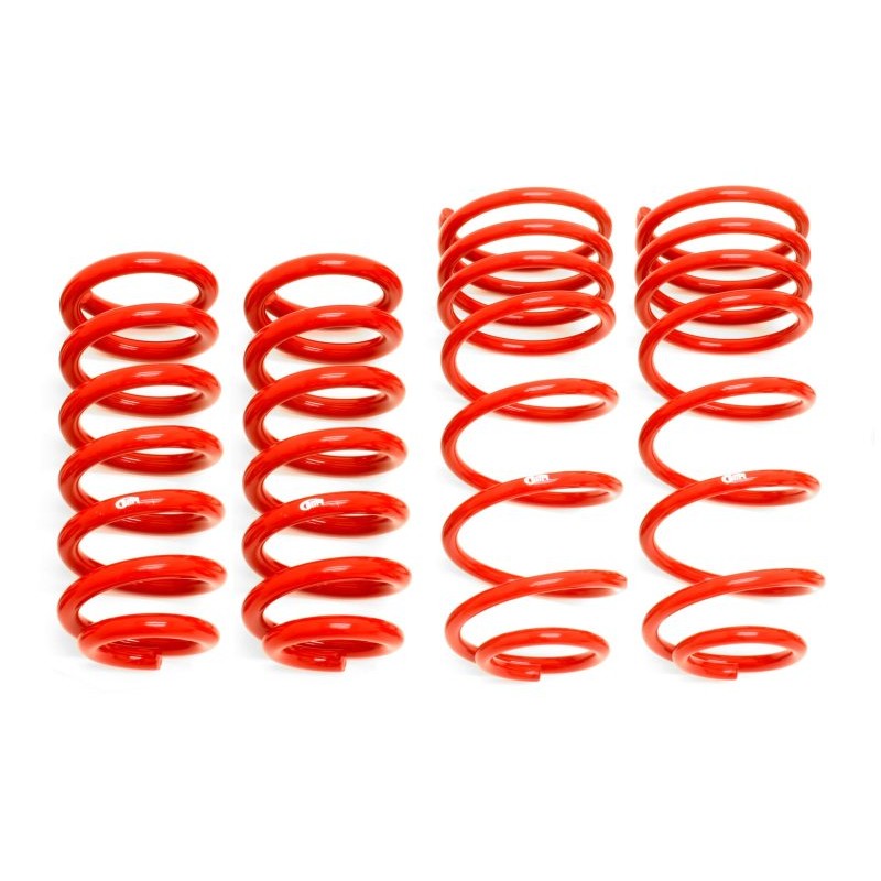 Set of four red BMR Suspension lowering springs for 1993-2002 Chevrolet Camaro and Pontiac Firebird.