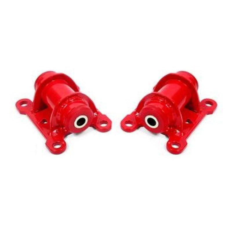 BMR red powdercoated steel motor mount kit with polyurethane bushings for 1998-2002 Chevrolet Camaro.