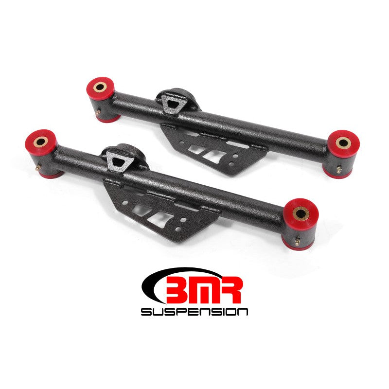 BMR Black Hammertone non-adjustable lower control arms with polyurethane bushings for 1999-2004 Ford Mustang