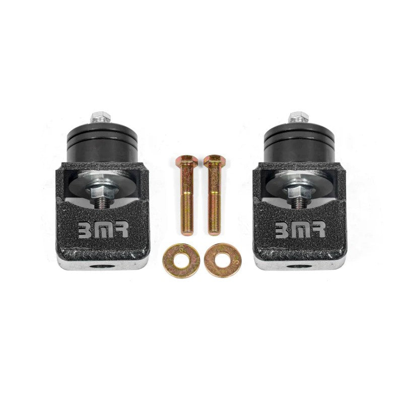 BMR Black Hammertone solid motor mount kit with billet aluminum spacers and Grade 10.9 hardware for Chevy SS and Pontiac G8