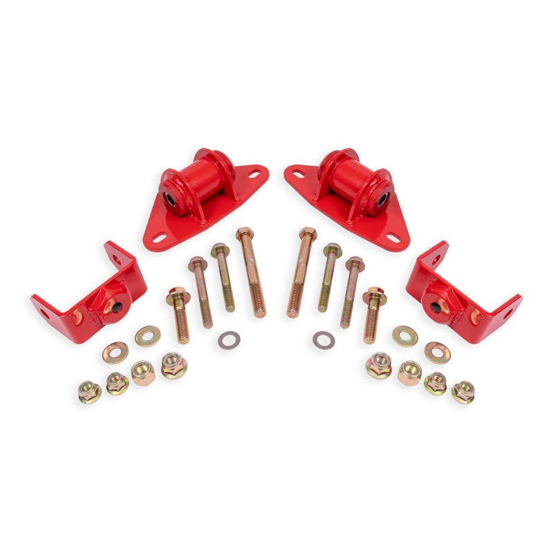 Red BMR Suspension polyurethane motor mount kit for 2014-2019 Chevrolet Corvette.