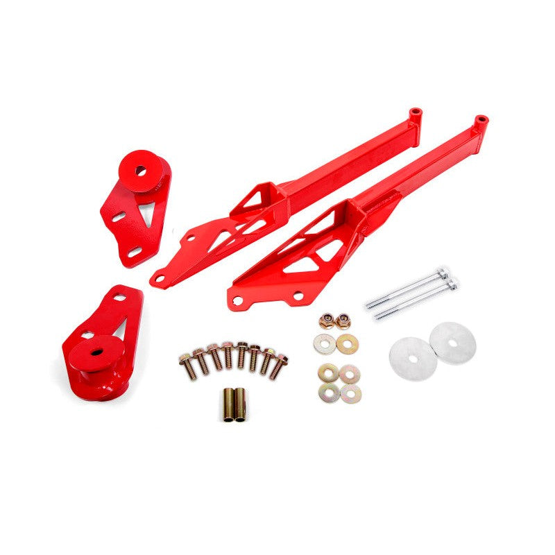Red BMR Suspension CB762R IRS Subframe Support Brace for 2015-2024 Ford Mustang S550 and S650
