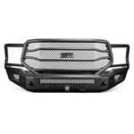 Body Armor 4x4 Ambush XT textured black steel front bumper with 2-inch receiver and LED light mounts.