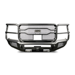 Body Armor 4x4 Ambush XT front bumper with textured black finish and integrated LED mounts on a Ford Super Duty.