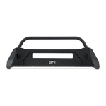 Body Armor 4x4 HiLine front winch bumper in textured black with bull bar mounted on a Subaru Crosstrek