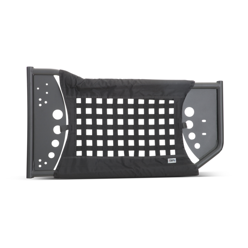 Body Armor 4x4 Gen 3 front trail doors in textured black steel with nylon webbing and padded armrests for Jeep JL and JT.