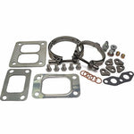 BorgWarner EFR turbocharger turbine housing installation hardware kit including mounting bolts and locking plates.
