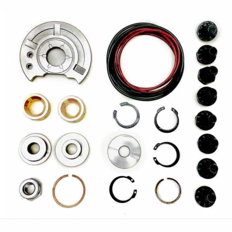 BorgWarner K03 turbocharger repair kit including internal bearings, seals, and hardware for part 53037110000.