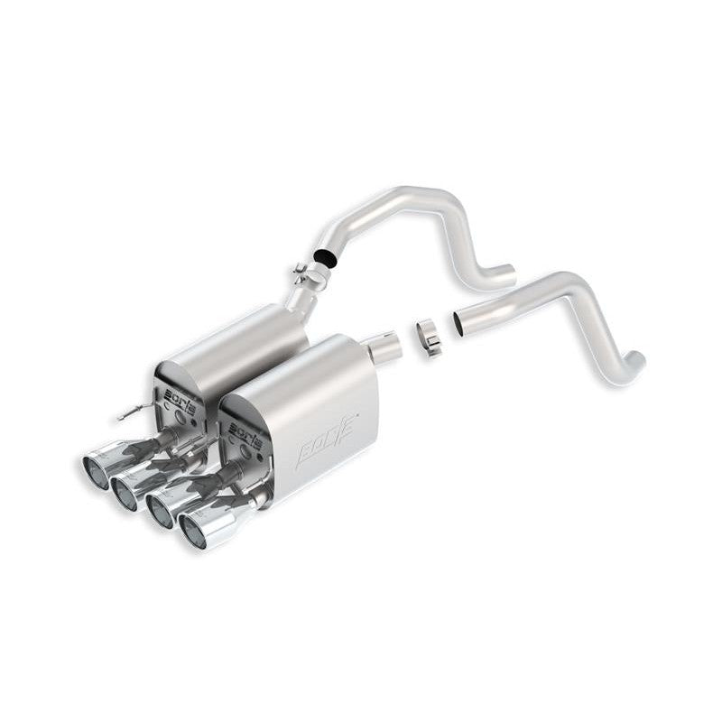 Borla 11814 Touring Series axle-back exhaust system with quad 4-inch polished tips for C6 Corvette.