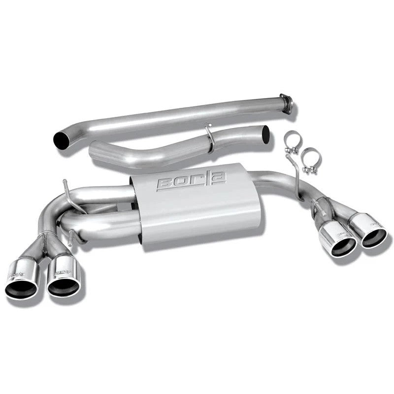 Borla 140312 T-304 stainless steel cat-back exhaust with quad polished tips for 2008-2014 Subaru WRX STI.