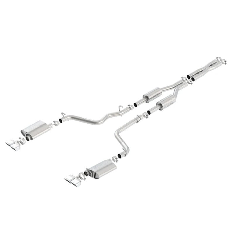 Borla ATAK stainless steel cat-back exhaust with 2.5 inch piping and polished rectangle tips for Dodge Challenger R/T.