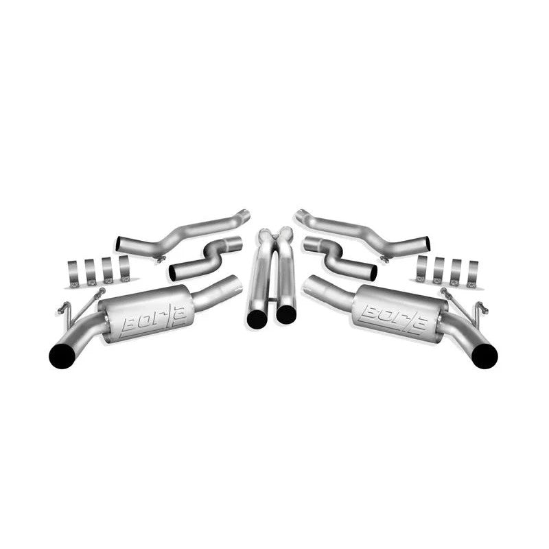 Borla ATAK Cat-Back Exhaust system with T-304 stainless steel piping and merge X-pipe for 2010-2013 Chevy Camaro.