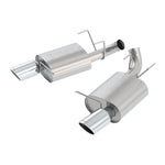 Borla S-Type axle-back exhaust system featuring T-304 stainless steel mufflers and polished chrome tips.
