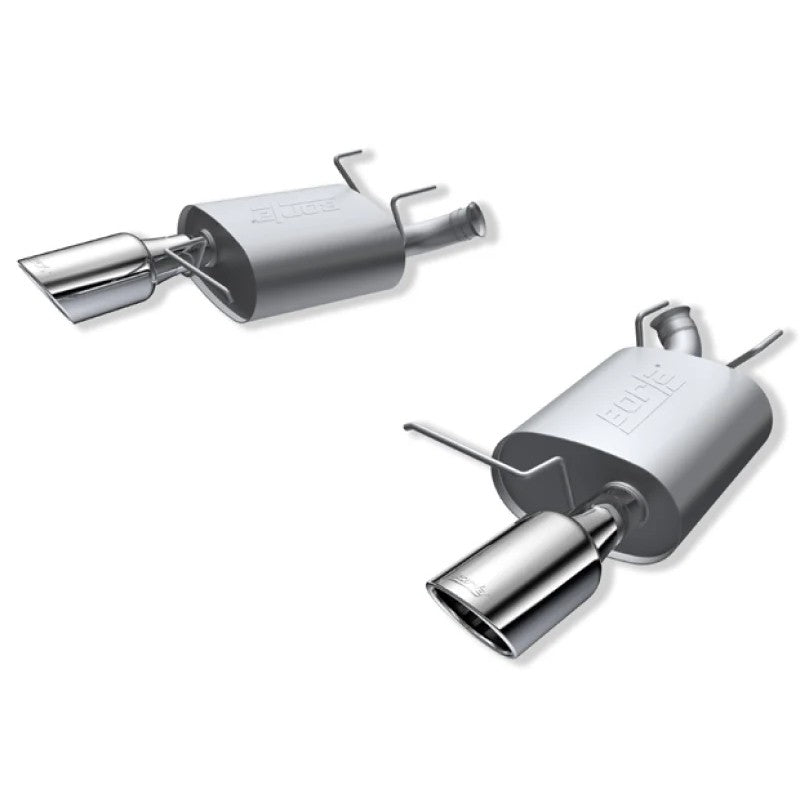 Borla S-Type T-304 stainless steel axle-back exhaust with polished chrome tips for 2011-2014 Ford Mustang.