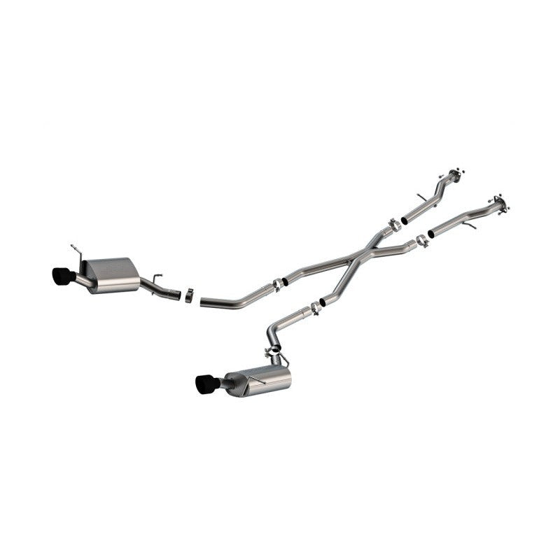Borla S-Type cat-back exhaust for Dodge Durango with T-304 stainless steel piping and dual 4.5-inch ceramic black tips.