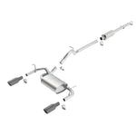 Borla S-Type cat-back exhaust system for 2012-2018 Jeep Wrangler with T-304 stainless piping and black chrome square tip.