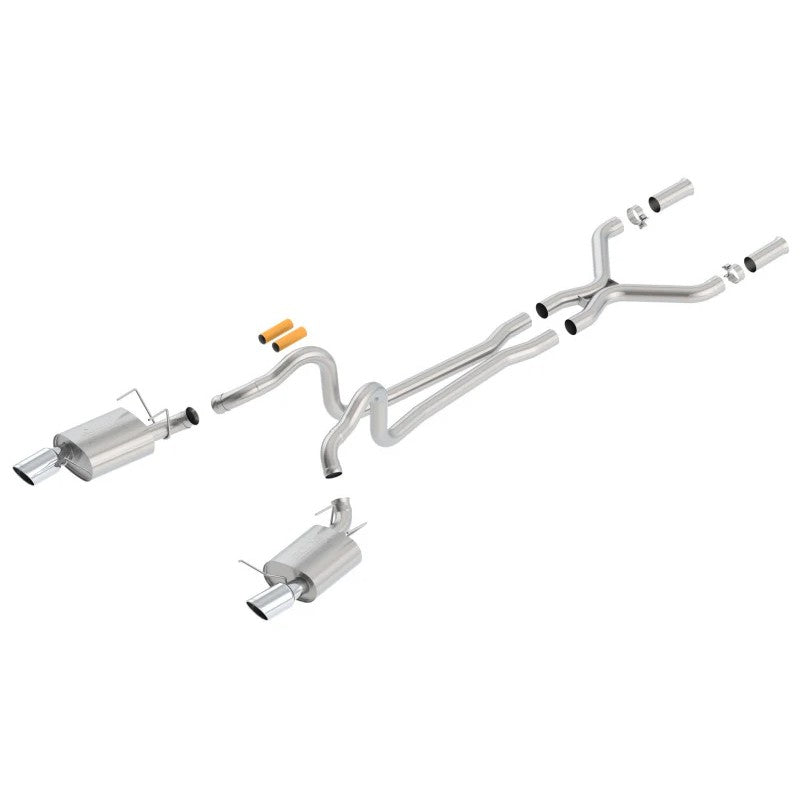 Borla ATAK cat-back exhaust system with merge X-pipe and rear-exit mufflers for 2013-2014 Ford Mustang GT.
