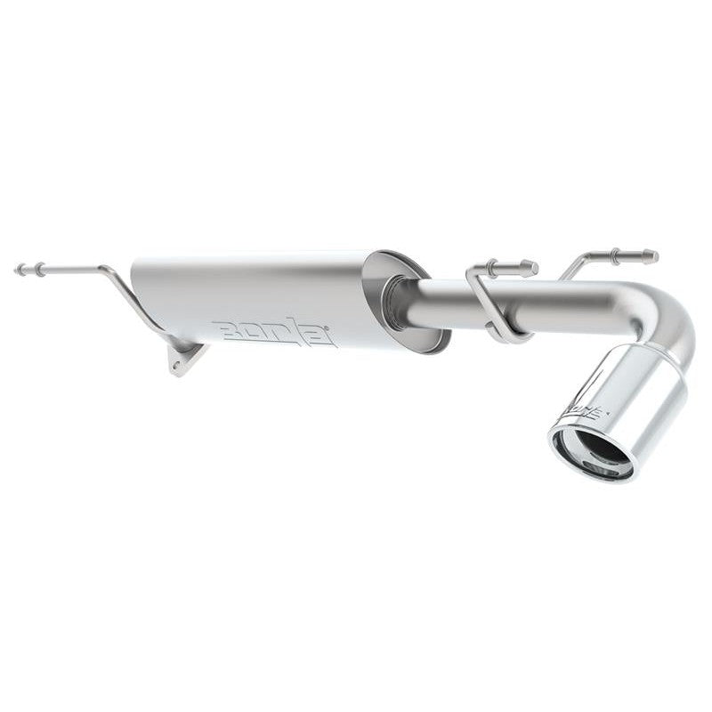 Borla 11843 S-Type Axle-Back Exhaust with polished round rolled angle-cut tip and 2.0-inch piping.