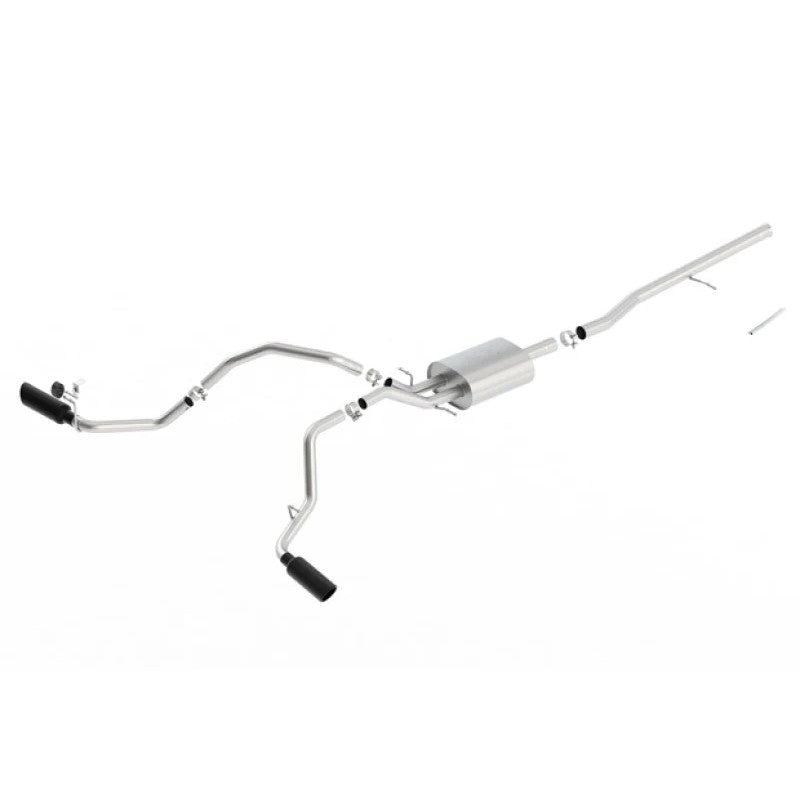 Borla ATAK cat-back exhaust system for 2014-2018 Silverado and Sierra 1500 with a 4-inch black chrome exhaust tip.