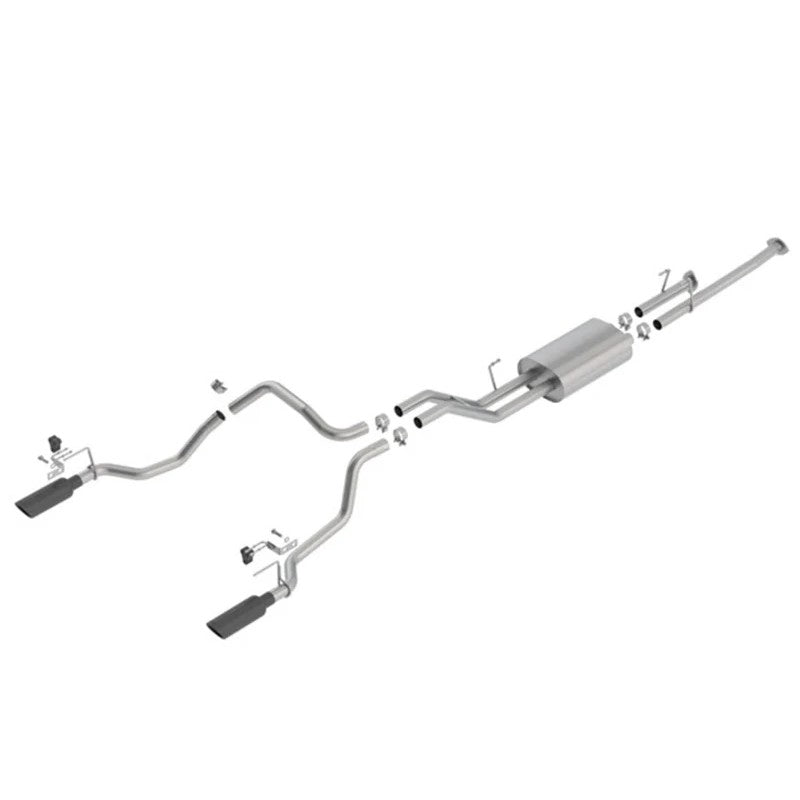 Borla Touring Cat-Back Exhaust 140638BC with dual 4-inch black chrome tips for 2014-2021 Toyota Tundra.