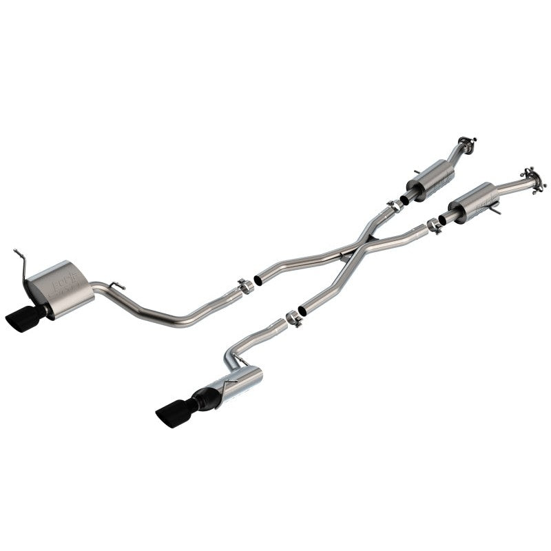 Borla S-Type 2.25 inch cat-back exhaust system for 2014-2021 Jeep Grand Cherokee with black chrome tips.
