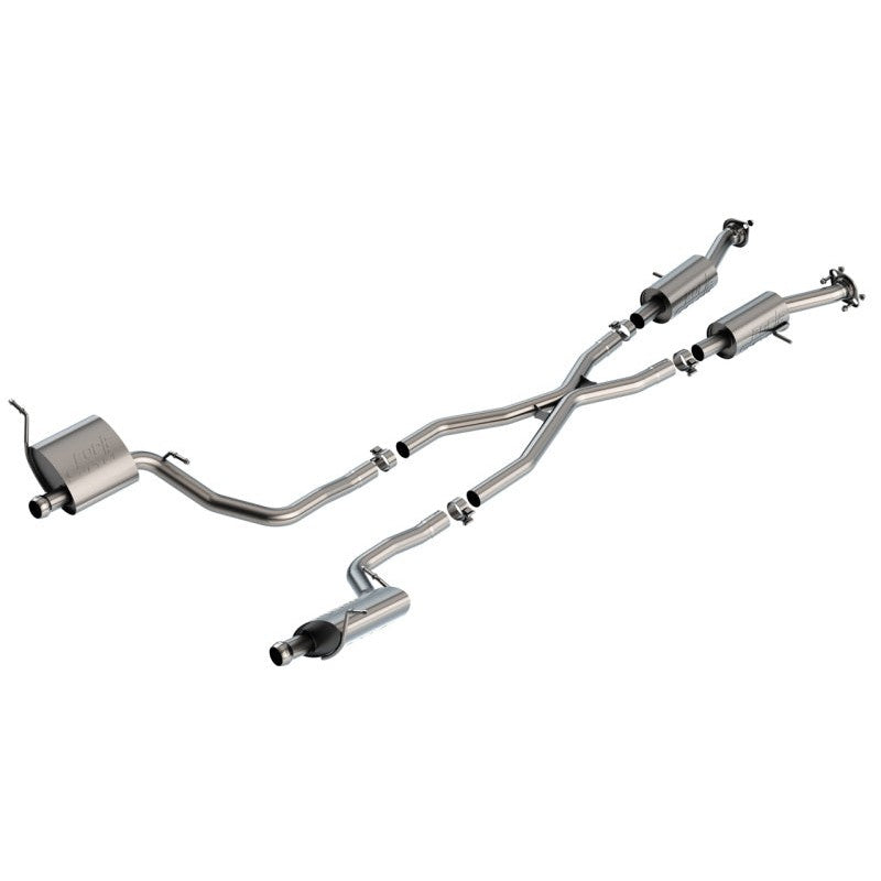 Borla S-Type Cat-Back exhaust system with 2.25 inch T-304 stainless steel piping and X-pipe for Jeep Grand Cherokee 3.6L.
