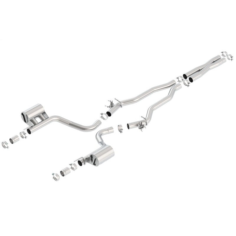 Borla 140648 ATAK Series cat-back exhaust system with 3-inch stainless steel piping and Merge X-pipe
