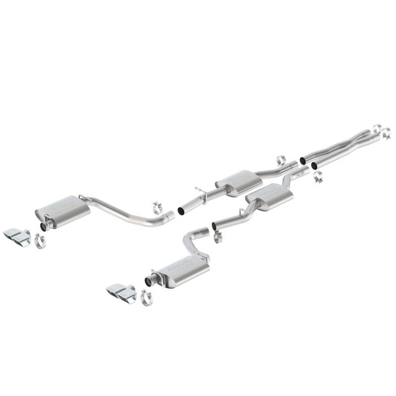 Borla ATAK Cat-Back Exhaust system with 2.5 inch piping and dual rectangle angle-cut tips for Dodge Challenger 5.7L.