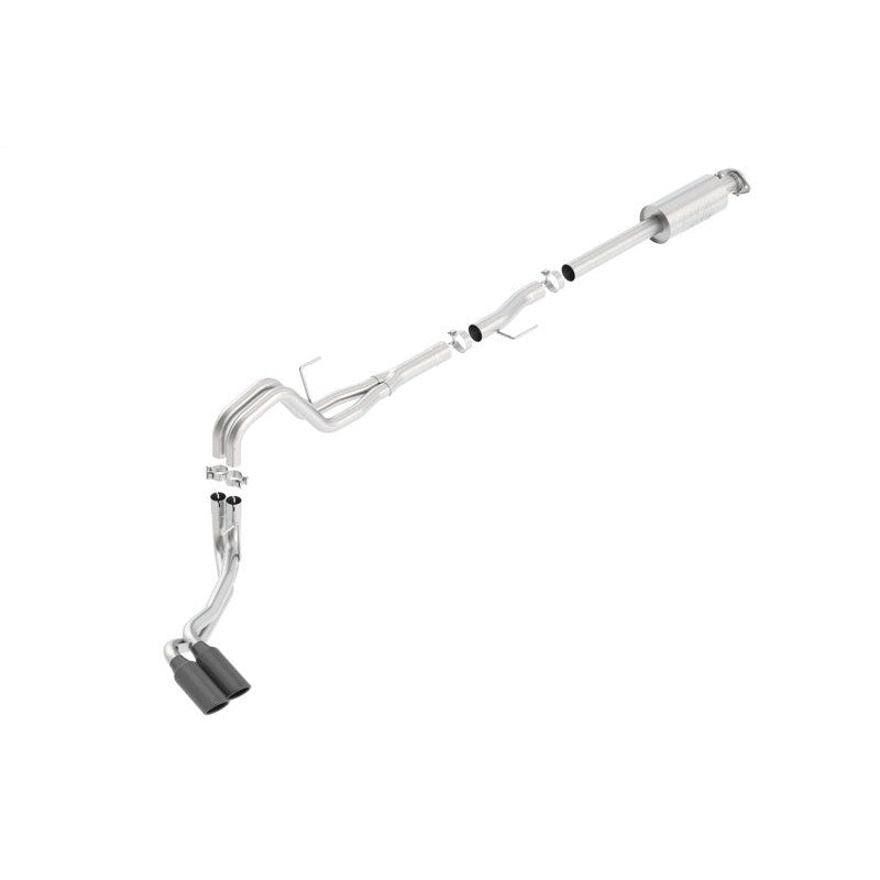 Borla ATAK Cat-Back exhaust system for 2015-2020 Ford F-150 with dual 4-inch black chrome tips.