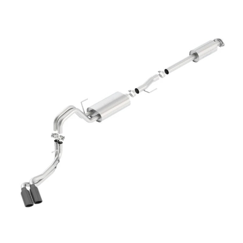 Borla side-exit cat-back exhaust with dual 4-inch black chrome tips for 2015-2020 Ford F-150