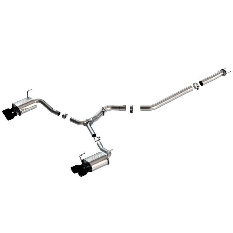 Borla S-Type cat-back exhaust system with quad black 3.5-inch tips for 2015-2021 Subaru WRX and STI.