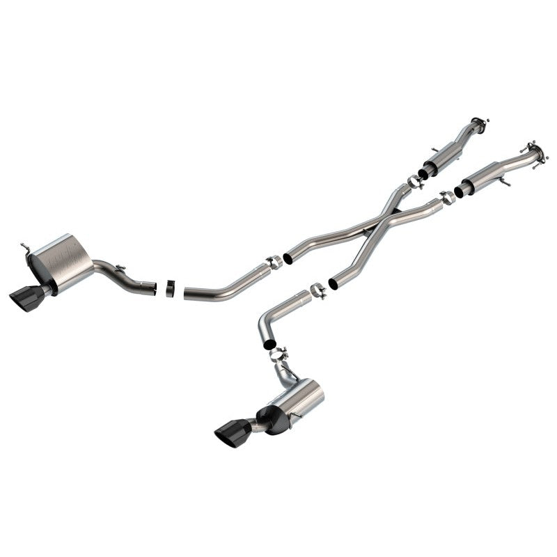 Borla ATAK cat-back exhaust system with 5-inch ceramic black tips and merge X-pipe for Jeep Grand Cherokee SRT.