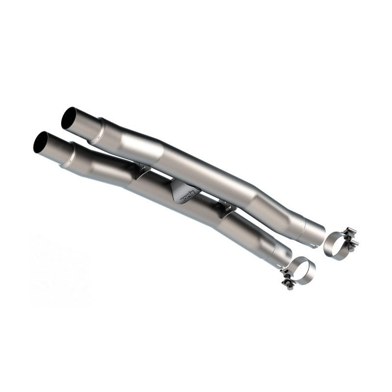 Borla T-304 stainless steel H-pipe resonator replacement with 2.75 inch tubing for 2015-2026 Ford Mustang