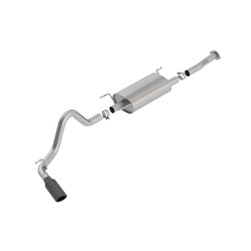 Borla S-Type cat-back exhaust system with T-304 stainless steel piping and a 4-inch black chrome exhaust tip.