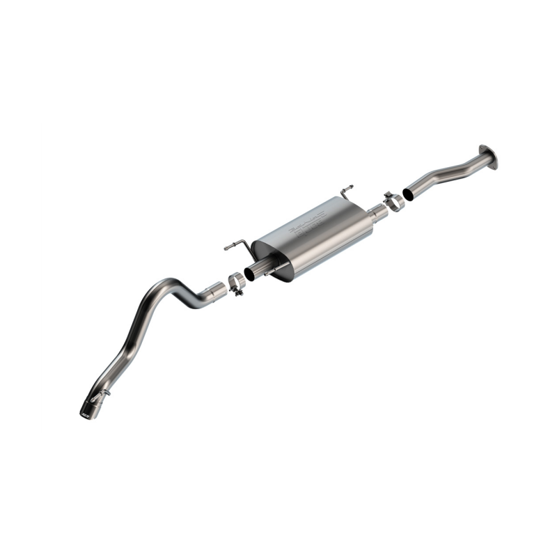 Borla S-Type Climber Series cat-back exhaust system for Toyota Tacoma with high-clearance turn-down tip.