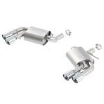 Borla ATAK axle-back exhaust for 2016-2024 Camaro SS featuring quad 4-inch polished stainless steel tips and 11921 mufflers.