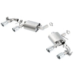 Borla ATAK rear section exhaust for 2016-2024 Camaro SS featuring quad 4-inch polished stainless steel tips and NPP valves.