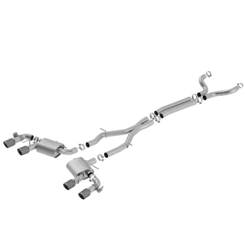 Borla ATAK cat-back exhaust system for Camaro ZL1 with carbon fiber tips and black anodized centers