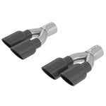Borla dual 4-inch black chrome exhaust tips with 3-inch inlets, T-304 stainless steel construction, part 60672BC.