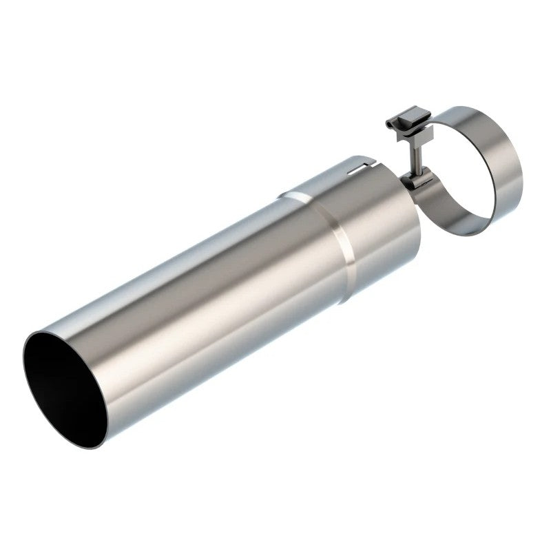Borla 60706 T-304 stainless steel 12-inch wheelbase adapter pipe with 3.5-inch exhaust clamp.