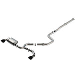 3-inch Borla ATAK cat-back exhaust for Hyundai Veloster N featuring T-304 stainless steel and dual black chrome tips