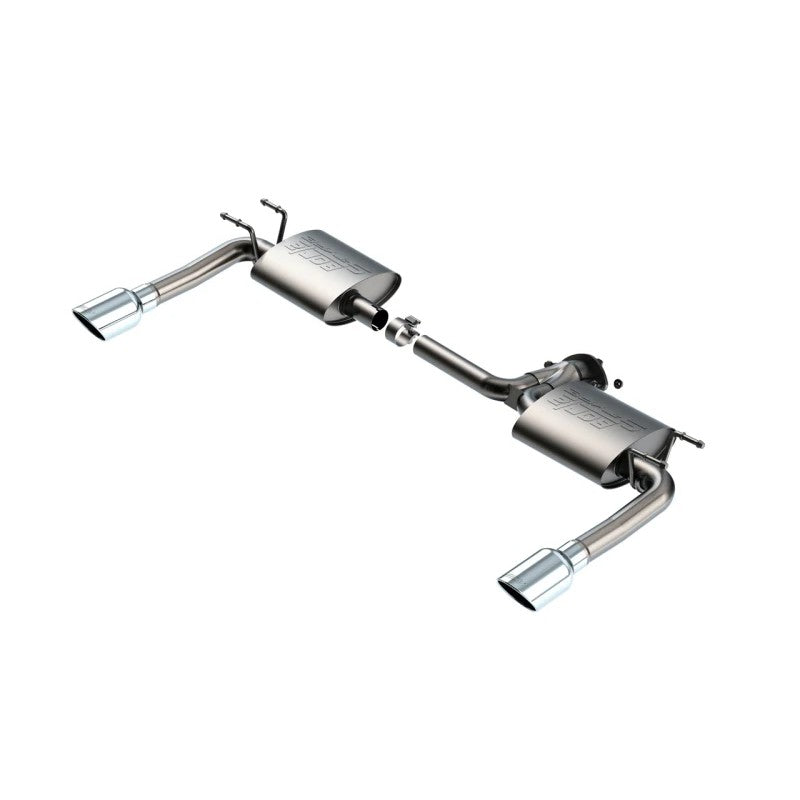 Borla S-Type axle-back exhaust system with 4-inch bright chrome tips for 2019-2025 Mazda 3.