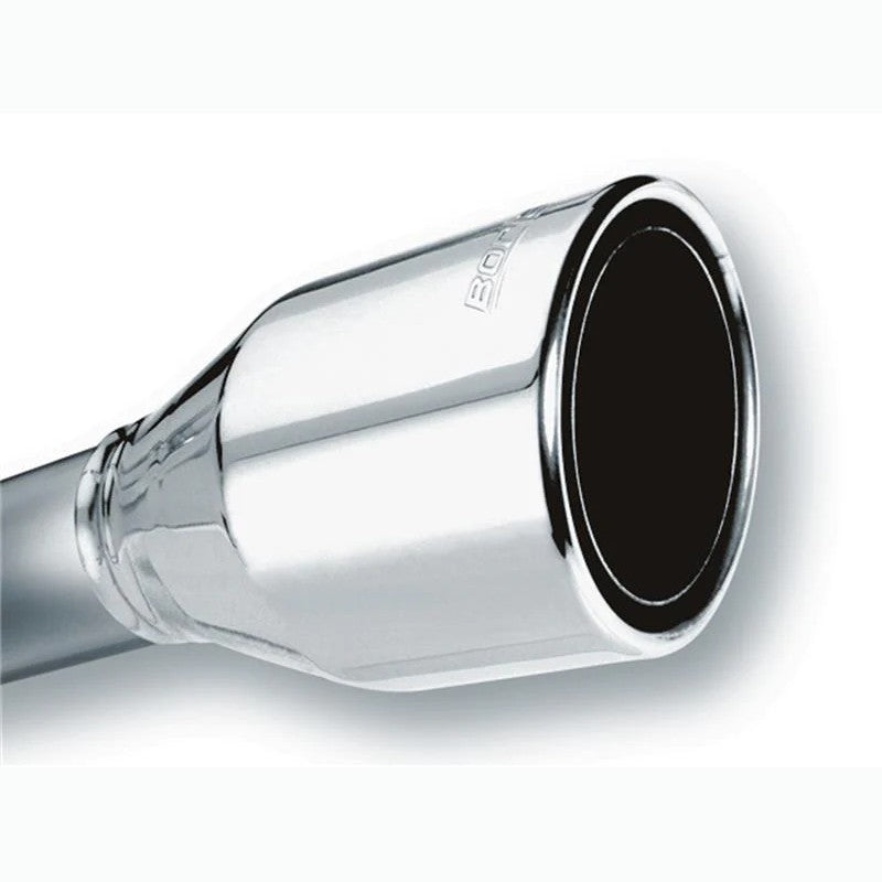 Borla Phantom X polished T-304 stainless steel exhaust tip with 4.5 inch rolled angle cut and embossed logo