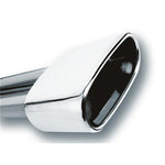 Mirror-polished T-304 stainless steel Borla rectangular rolled angle cut exhaust tip with 2.5 inch inlet