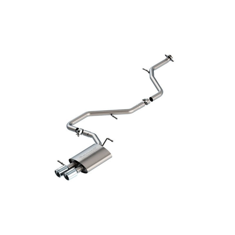 Borla S-Type cat-back exhaust system for 2.0L Toyota Corolla featuring dual polished tips and stainless steel piping.