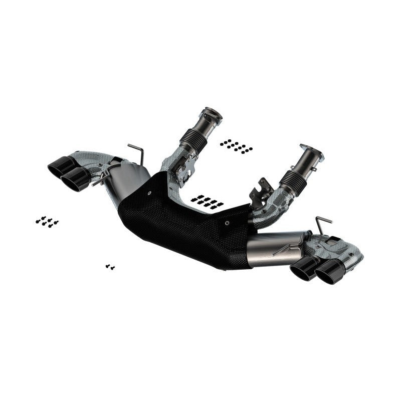 Borla S-Type cat-back exhaust system featuring T-304 stainless steel piping and quad 4-inch black chrome tips.