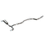 Borla ATAK cat-back exhaust system featuring T-304 stainless steel piping and dual 4.5-inch bright chrome tips.