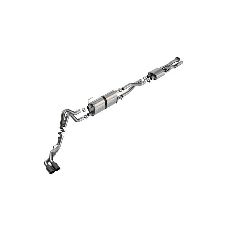 Borla S-Type T-304 stainless steel cat-back exhaust system with 4.5-inch black chrome tips for Ford Super Duty 7.3L.