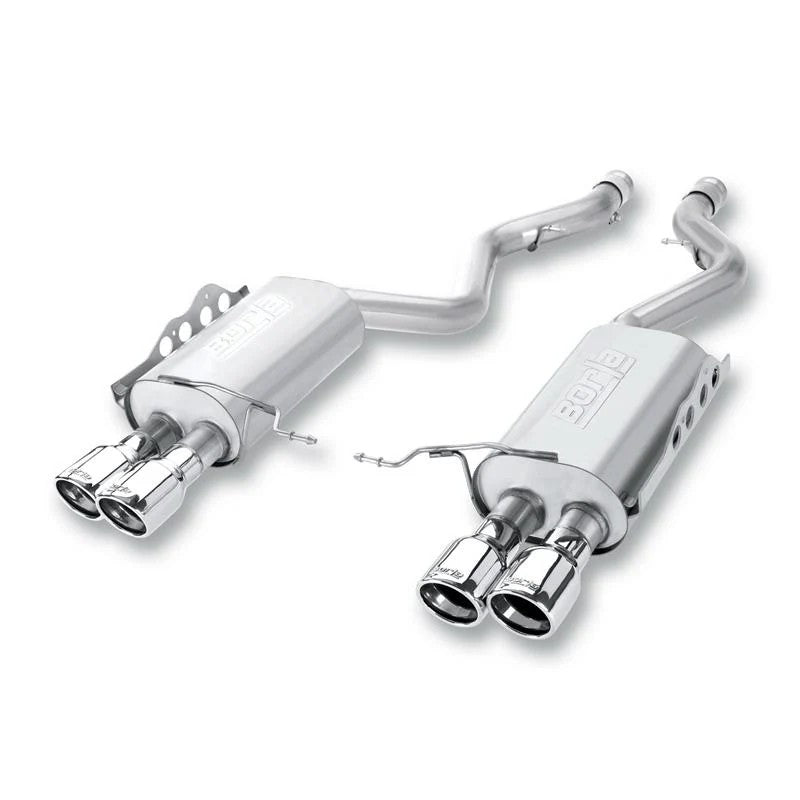 Borla T-304 stainless steel axle-back exhaust system for Chevrolet Camaro V6 with mirror-polished tips.