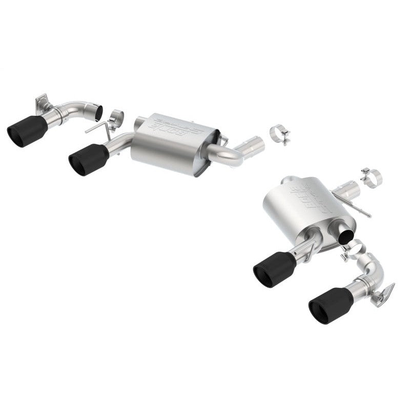 Borla S-Type axle-back exhaust with ceramic black 4-inch tips and integrated NPP valves for 2016-2024 Camaro SS.
